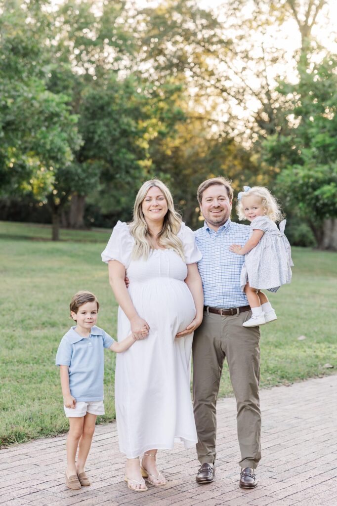 Family portrait during a spring session at Historic Oak View County Park, one of the most popular Raleigh photography locations for family photos.